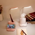 thumbnail image 5 of Cbcbtwo Desk Lamp, Adjustable Goose Neck Table Lamp with Multifunction Storage Base, Eye-Protecting Reading Lamp, USB Charging, Stepless Dimming, Desk Lamp for Home Office Bedroom (Pink), 5 of 8