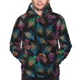 thumbnail image 4 of KLL Feathers And Butterflies Print Mens Hoodie Long Sleeve Casual Pullover Hooded Sweatshirt Fashion Drawstring Hoodies with Pocket-Medium, 4 of 6