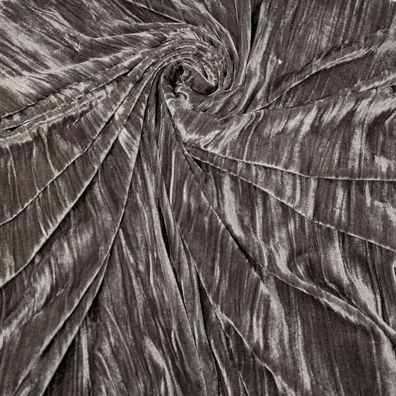 Silver Crinkled Stretch Velvet Solid