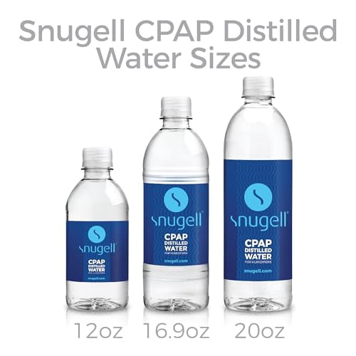 Distilled Water for CPAP Machines by Snugell (6-Pack, 16.9 oz) – Up to 15 Days Supply – Compact, Travel-Friendly, Clean and Multi-Use