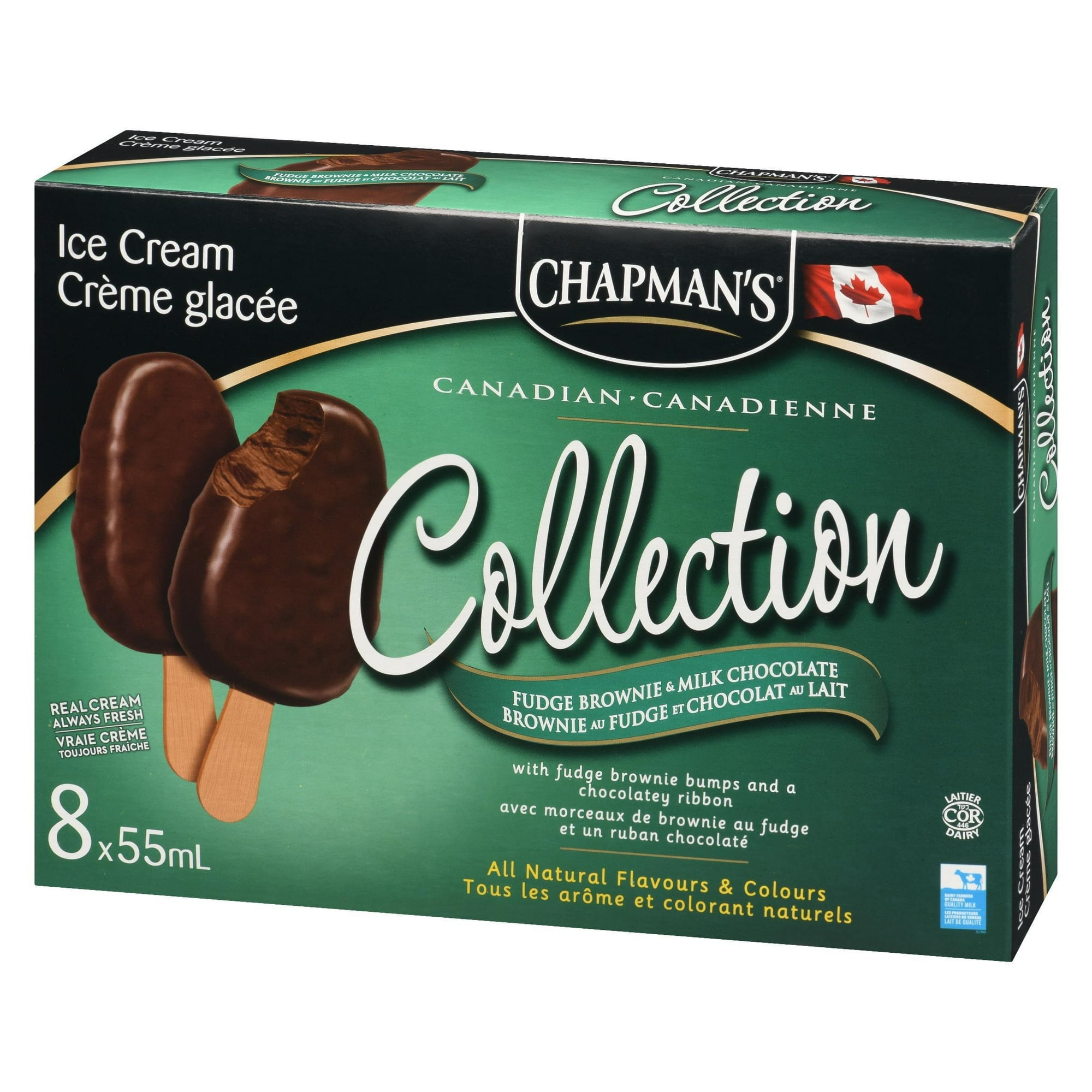 Chapman's Canadian Collection Fudge Brownie Bumpy Ice Cream Bar in a Carton, 8 x 55mL