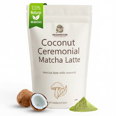 MushMatcha Ceremonial Coconut Matcha Latte Vegan Naturally Caffeinated 1 Count 3.5oz