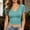 c01Green, variant on (S-5XL) Womens Short Sleeve Crop Tops Casual V Neck T Shirts Thin Breathable Stretch Plus Size Solid Slim Fitted Basic Tee Green L