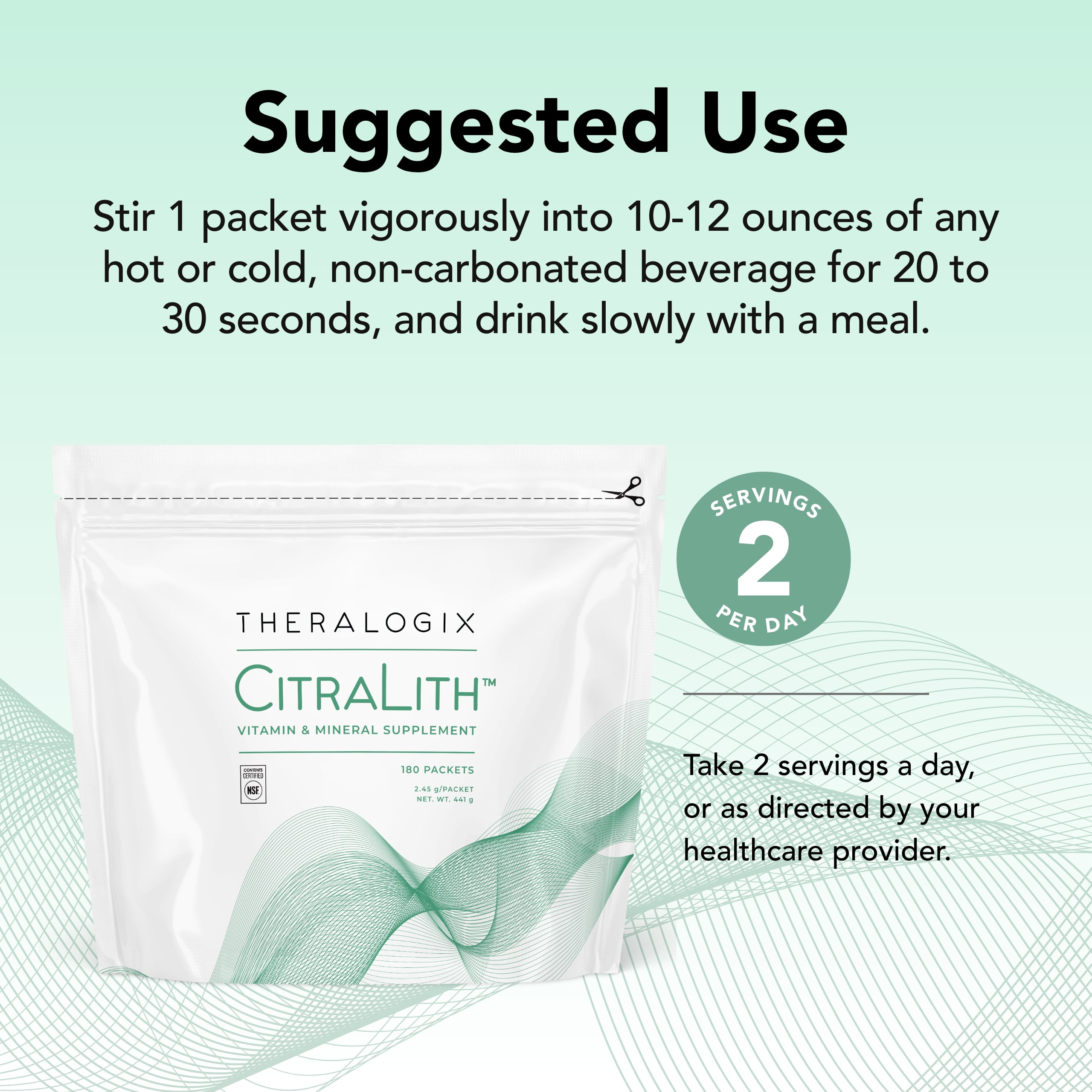 Theralogix CitraLith Vitamin & Mineral Supplement - 90-Day Supply - Kidney Health Support for Healthy Kidney Function - Includes Magnesium, Sodium, Potassium & Vitamin B6 - NSF Certified  180 Packets