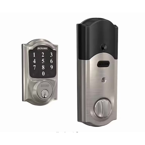 Schlage Lock Company Connect Camelot Satin Nickel Touchscreen Deadbolt with Alarm