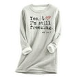 thumbnail image 3 of Jinhomg Womens Funny Letter Print Sweatshirts Winter Warm Sherpa Fleece Lined Loungewear Plus Size Comfy Long Sleeve Crewneck Pullover Tops Gray XXXL, 3 of 6