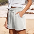 thumbnail image 5 of Bloomae Sweat Shorts for Women Lightweight Casual Summer Drawstring for Gym Lounge Workout Short Pants Loose Fit Elastic High Waist Comfy Beach Vacation Wide Leg Shorts with Pockets, 5 of 10