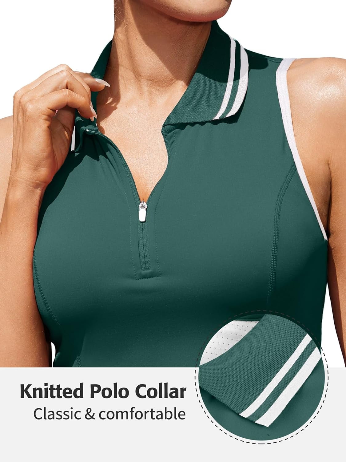 ALove Women Tennis Outfit Sports Dress Golf Exercise Dresses with Shorts and Pockets Polo Collar Zipper Athletic Dresses Tennis Dress