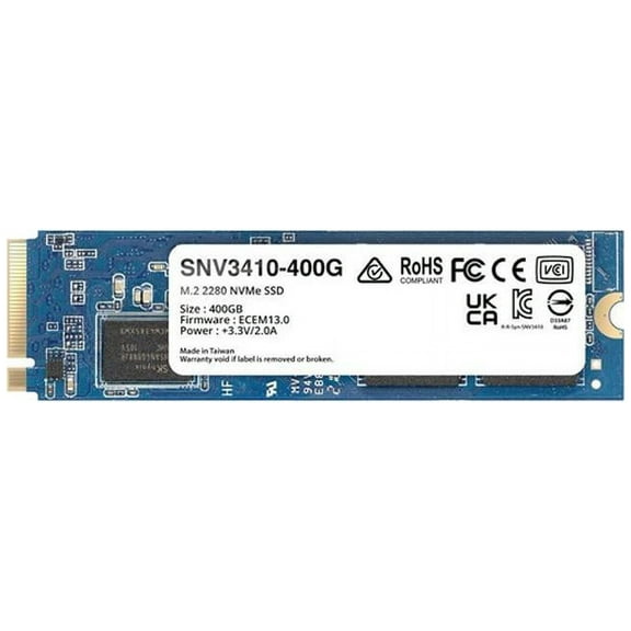 Synology SNV3000 SNV3410-400G 400 GB Solid State Drive - M.2 2280 Internal - PCI Express NVMe (PCI Express NVMe 3.0 x4) - 491 TB TBW - 3000 MB/s Maximum Read Transfer Rate