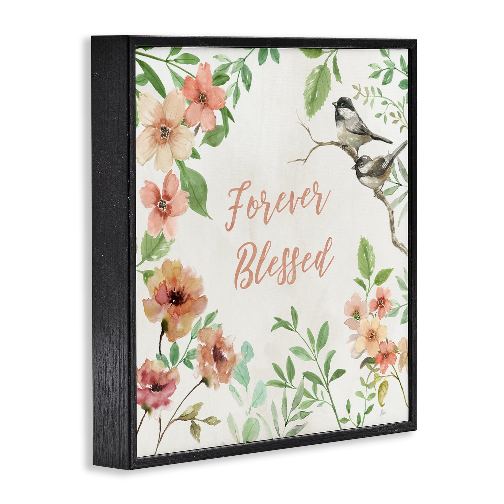 Stupell Industries Forever Blessed Floral Botanical & Floral Painting Black Framed Art Print Wall Art, 24 x 24