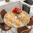 thumbnail image 2 of Round Table Cover 55-60 Inch Spring Botanical Waterproof Reusable Table Cloth Round Fitted Vinyl Tablecloth with Elastic Edged for Parties Outdoors, Watercolor Floral Flowers Botanical Yellow, 2 of 6