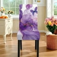 thumbnail image 3 of Xoenoiee Purple Marble Butterfly Flower Print 5 Pcs Tablecloth and Chair Covers Set Stretchable Washable Holiday Table Cover and Seat Protector Slipcovers for Dining Room Kitchen Party, 3 of 6