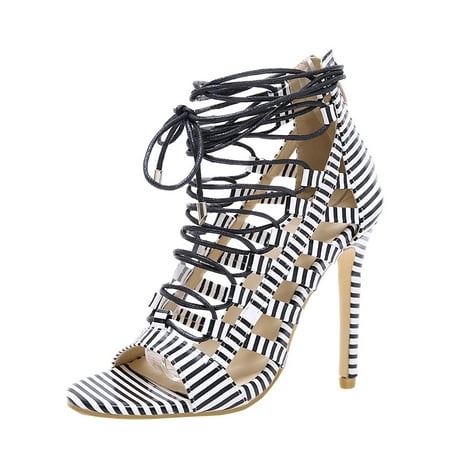 

Penkiiy New Snakeskin Sandals High Heel Plus Size Sandals