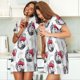 thumbnail image 4 of Fotbe Cute Poodle Dog Bata de Dormir para Mujer con Estampado, Camisón de Algodón de Manga Corta, Ropa de Dormir Casual, 4 of 6