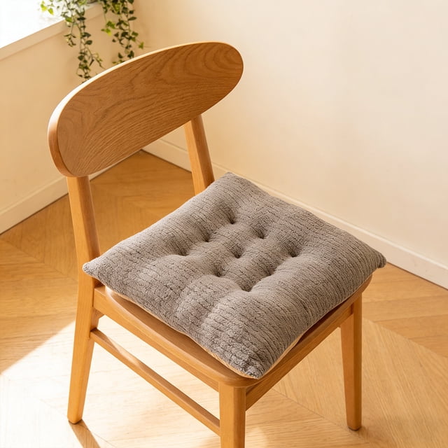 CaiYueKe Square Non-Slip Plush Thicken Seat Pillows Cushions Solid Color Office Chair Seat Pad Soft Tatami Reversible Fluffy Chair Cushion for Home, Office, Adults (15.7"x15.7")