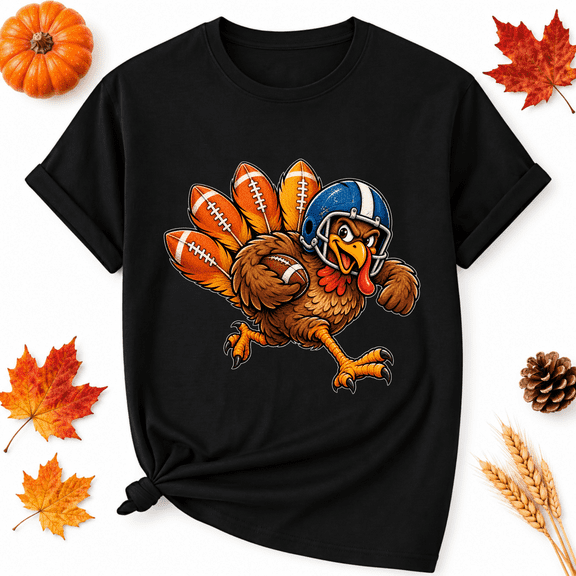 KeHetSoft Football Turkey Thanksgiving Cotton Graphic Unisex T-Shirt
