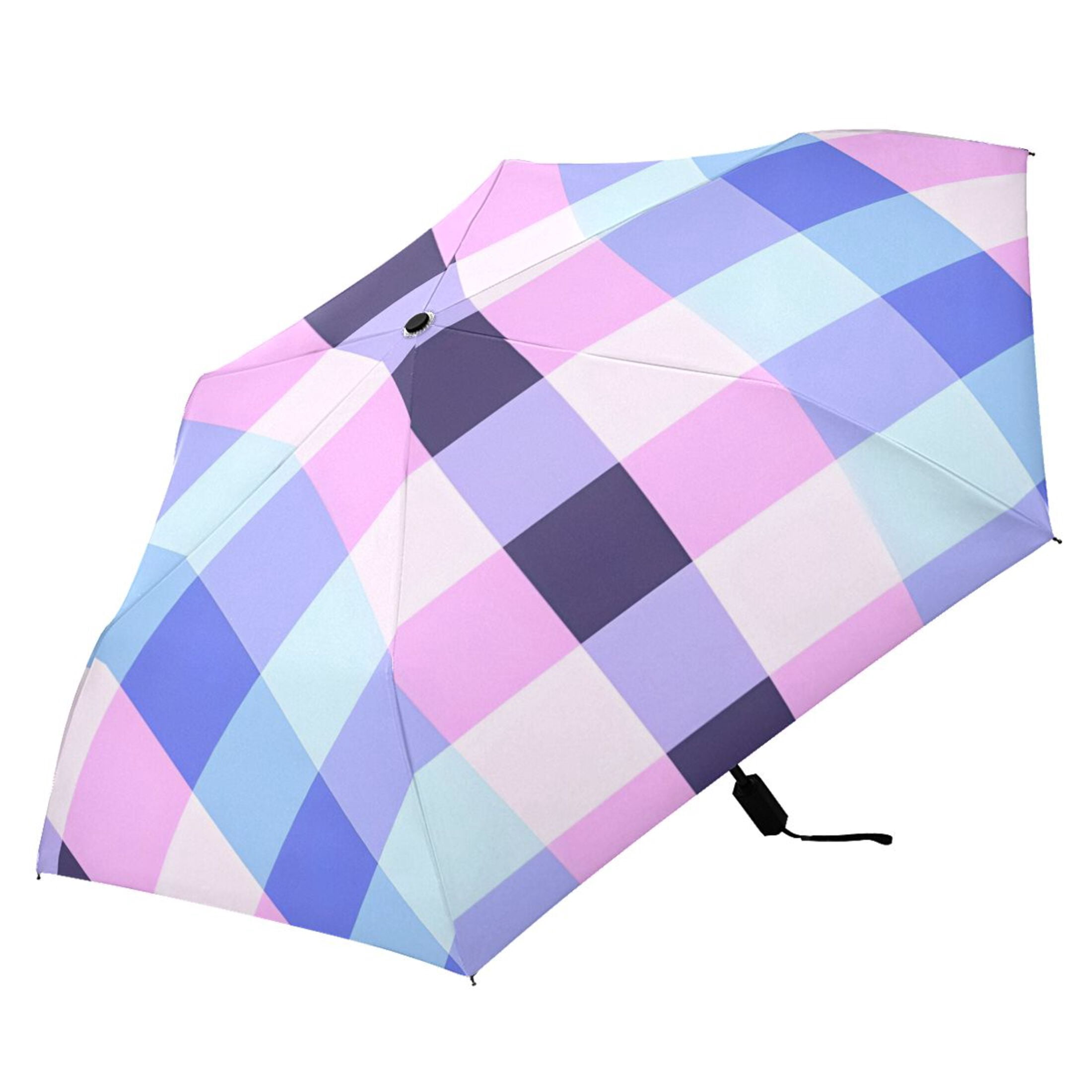 ALAZA Checkered Plaid-a5 UPF 50+ Compact Folding Umbrella for Rain Travel Umbrella Packable