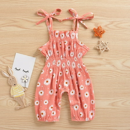 

Romper Sleeveless Daisy Girl Print Jumpsuit One Baby Piece Strap Girls Romper&Jumpsuit Pink 70