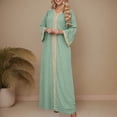 thumbnail image 2 of Robe Abaya Musulmane Femme Col en V Kaftan Prière Islamique Robe Brodée Bronzante Robe Longue Soirée Vacances, 2 of 6