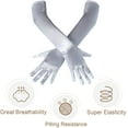 thumbnail image 4 of Long Opera Party 20s Satin Gloves Stretchy Adult Size Elbow Length,Silver, 4 of 4