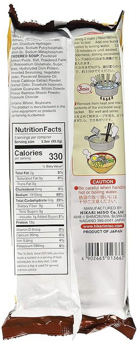 (Pack of 12), Hikari Menraku Tonkotsu Ramen Noodles, Miso, 6.5 oz