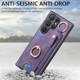 thumbnail image 2 of ELEHOLD Back Wallet Case for Samsung Galaxy A24 4G Premium PU Leather Credit Card Slots Strong Magnetic Compatible with Magnetic Car Mount Holder Finger Ring Holder Stand Drop Protection Case,purple, 2 of 8