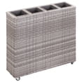 thumbnail image 1 of vidaXL Garden Raised Bed with 4 Pots 80x22x79 cm Poly Rattan Grey, 1 of 5