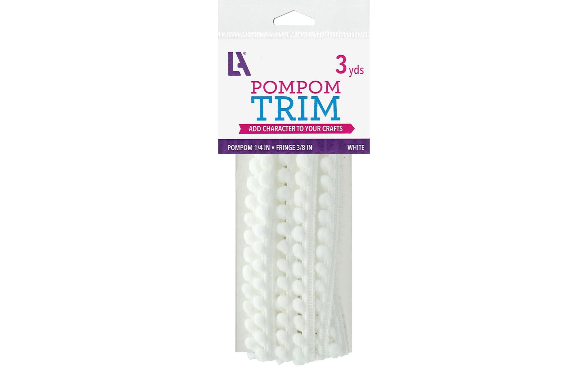 EBL Pom Pom 1/4' Fringe 3/8' 3yd White