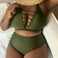 thumbnail image 7 of NIEWTR Women's Plus Size Color Block Swimsuit V Neck Wrap Ruched High Waisted Bikini Sets Two Piece Bathing Suits Strap Adjustable Backless (Green,XL), 7 of 7
