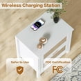 thumbnail image 4 of LAZZO Nightstand Set of 2 with Wireless Charging, Boho Rattan 2-Drawer Bedside Table for Bedroom, White, 4 of 9