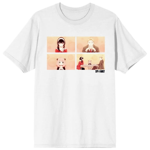 Spy x Family Forger Family Pictures Women's White Short Sleeve Crew Neck Tee-Medium