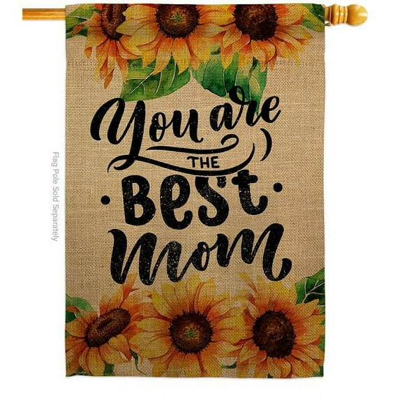 Angeleno Heritage H137179-BO Best Mom Family Mother Day 28 x 40 in. Double-Sided Decorative Vertical House Flags for Decoration Banner Garden Yard Gift
