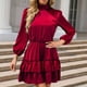 thumbnail image 2 of Vestidos Para Mujer Vestidos de Otoño Moda Casual Sólido Satén Cinturón Cuello Alto Pastel Plisado Manga Larga Cuello Redondo Rodilla Vestido Odeerbi  ODB130695, 2 of 7