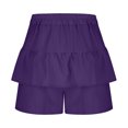 thumbnail image 6 of fatyb Womens Flowy Shorts Ruffle Layered Elastic Waist Casual Shorts Solid Color Summer Beach Shorts, 6 of 7