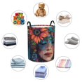 thumbnail image 4 of Gukieu Bohemian Colorful Flower Woman Print Round Dirty Clothes Bag, Waterproof Standing Home Bathroom Storage Basket Car Trunk Storage Bag-Small, 4 of 6