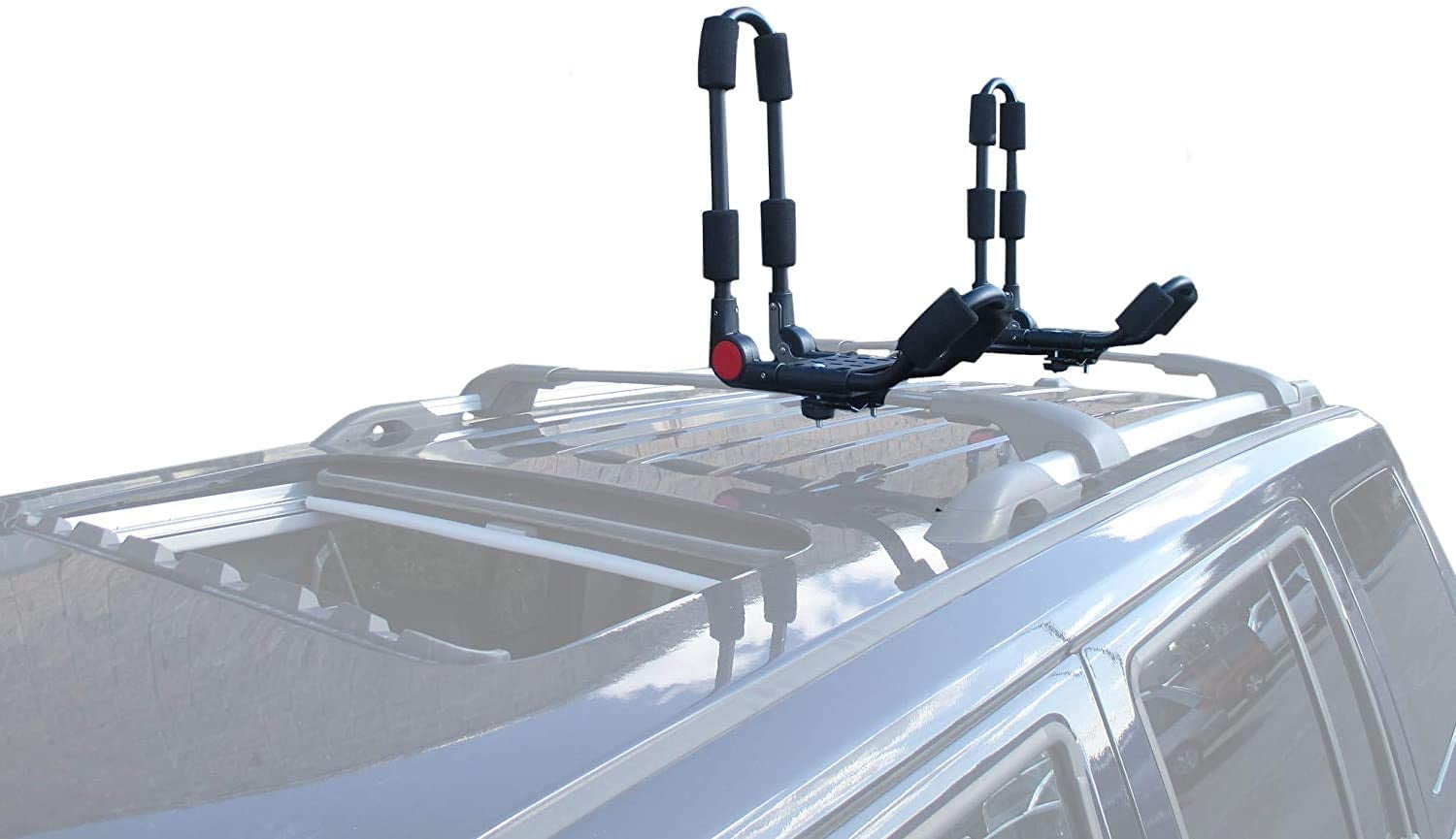 BrightLines Folding Kayak Roof Rack, a Set of Two Foldable Kayak Roof Rack Carrier for Kayaks, Canoe, SUP (Mounts on Car SUV Roof Crossbars)