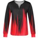 thumbnail image 4 of Pntutb moda mujer cuello pico manga larga camiseta verano estampado blusa suelta tops Pntutb Pntutb-3520, 4 of 5