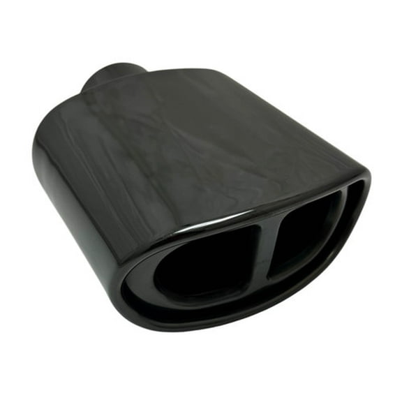 Exhaust Tip 2.25" Inlet 5.50 X 3.00" High 7.00" Double Wall Rolled Oval Split Resonated Black Chrome 304 Stainless Steel WSR55007-225-BC-SS Wesdon Exhaust Tip
