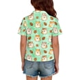 thumbnail image 5 of Polo Shirts for Girls Short Sleeve Henley Cute Cartoon Animal Print T Shirts Button Closure Comfy Causal School Uniform, 110, 5 of 5
