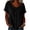 Black, variant on Button Down Shirts for Women Lightweight Soft Crew Neck Roll up Short Sleeve Tops Relaxed Casual Solid Color Curved Hem Blouses XXL