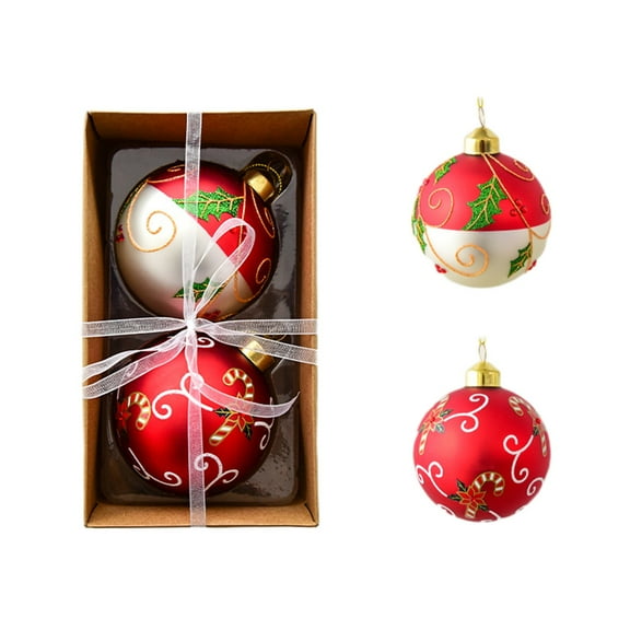 Kbndieu 2PCS Christmas Balls Ornaments Gifts Set, 80MM/3.14" Red Christmas Tree Decorations Shatterproof Hanging Ornaments for Wedding Christmas