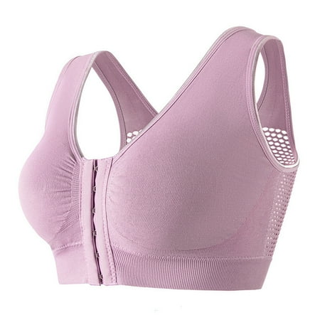 Leakproof Ladies Underwear Breathable Plus Size No Steel Ring No Hollow Out Comfortable Front Bra Thin Sports Yoga Bra Sexy Underwear for Women(Size:L)