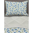 thumbnail image 3 of Flower Comforter & Sham Bedding Set, Flower Pattern Feminine Nostalgic Art Greenland Natural Creative Design, 3 pcs Duvet Set Microfiber Filling Quilt, 5 Sizes, Pale Blue White Green, by Ambesonne, 3 of 4