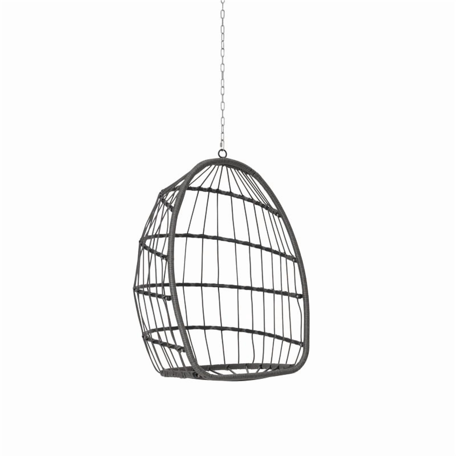 Hanging Egg Chair Without Stand, Indoor Outdoor Wicker Rattan Swing Egg Chair with Hanging Chain, Hammock Chair with UV Resistant Cushion