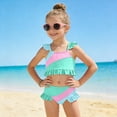 thumbnail image 2 of CAICJ98 Toddler Girl Swimsuit Summer 2 Piece Little Girls Bathing Suit Beach Girls' Color Block Bikini Swimwear (2-3 Years,Light Green), 2 of 8