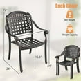 thumbnail image 4 of Costway 4pcs Patio Cast Aluminum Armrest Chairs Dining Stackable Outdoor Bronze, 4 of 8