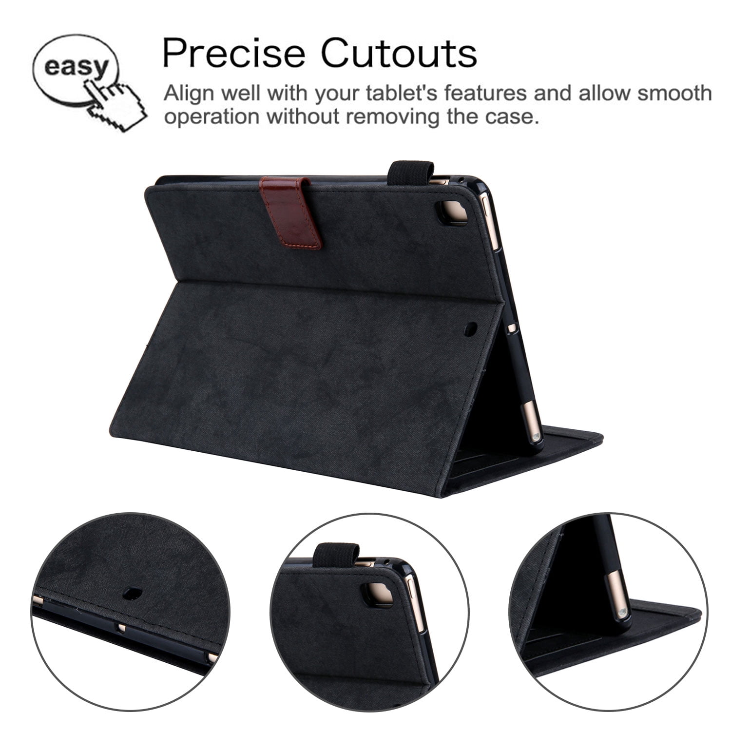 Allytech iPad 8th Gen 2020 Case 10.2 Inch, iPad 7th Gen 2019 Case, PU Leather Slim Fit Multi Angle Stand Smart Cover Auto Sleep Wake Shockproof Folio Flip Pencil Holder Case for Apple iPad 10.2",Black