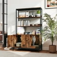 thumbnail image 2 of Gymax 57'' Cat Litter Box Enclosure w/ Storage 2-tier Shelves Removable Scratcher Brown, 2 of 10