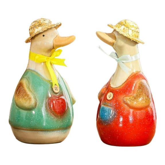 deevoka 2 Pieces Ceramic Duck Statues Artwork Ornament for Living Room Indoor Hotels