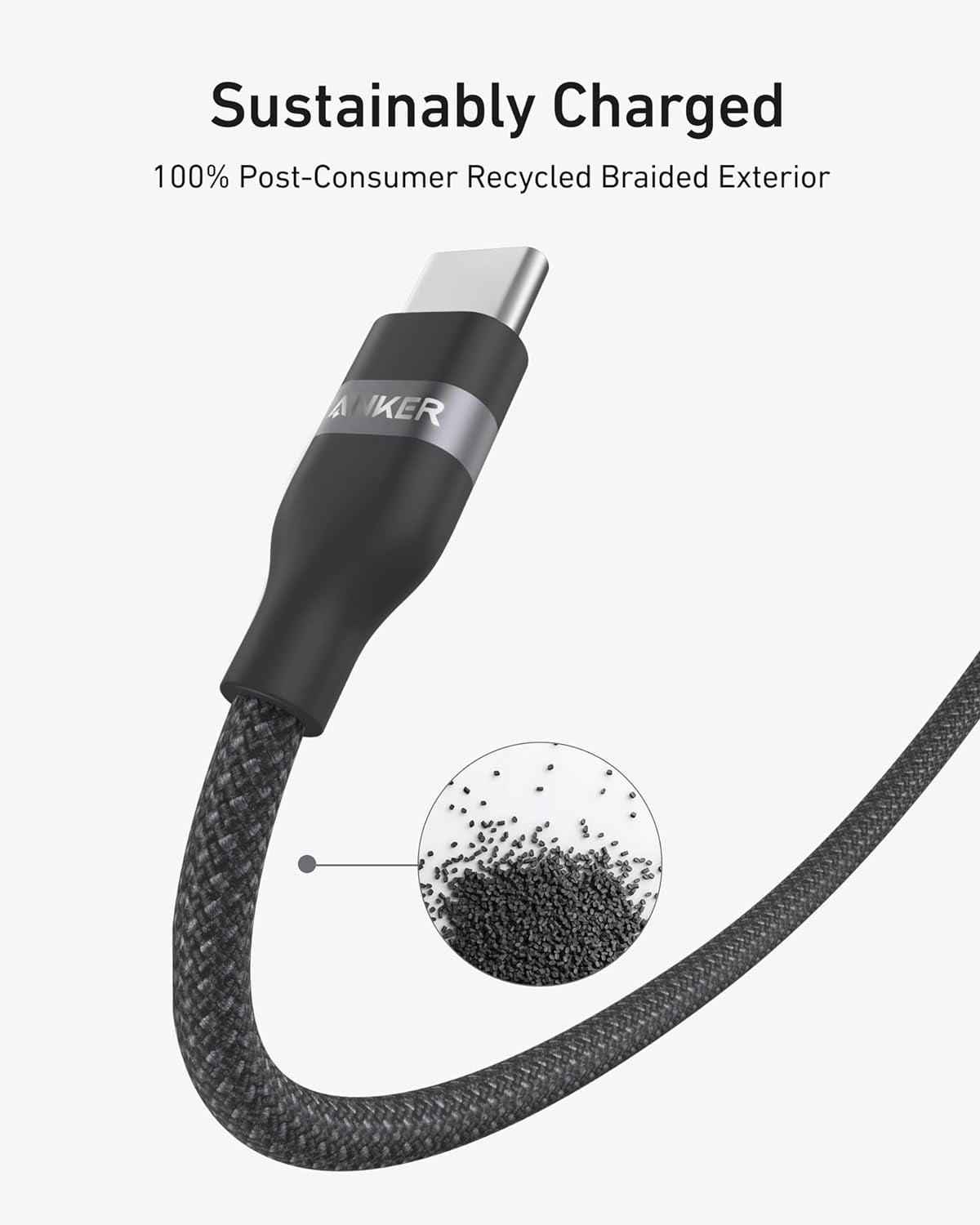Anker Nano USB C Cable, 240W Flexible Multi-Color Braided Cord, Fast Charging Type C Charger, compatible for iPhone 17 Series, MacBook Pro and More (Black, 6ft)